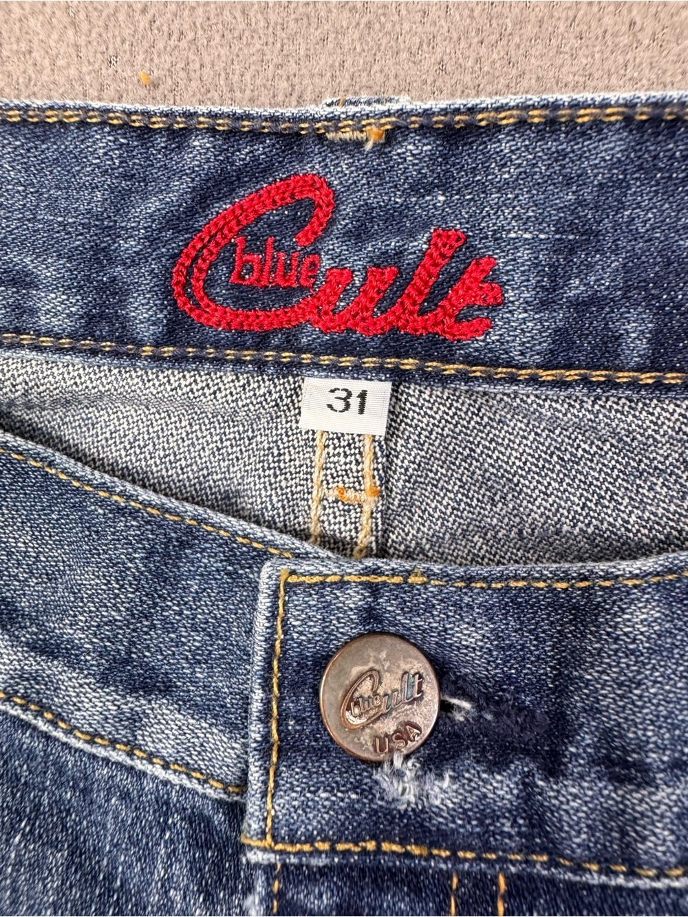 Y2K BLUE CULT Women’s Low Rise Medium Blue Washed Bootcut Flared Jeans, 31 - Picture 3 of 14